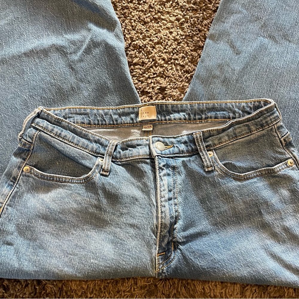 a new day Wide leg light blue denim jeans with frayed raw hems - Picture 3 of 5